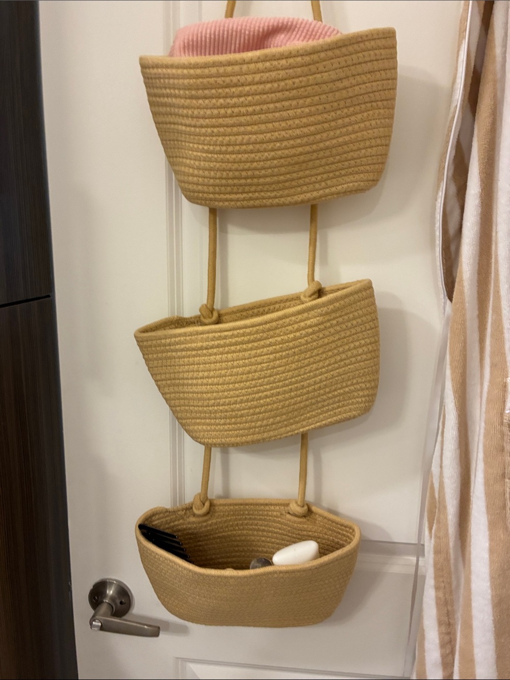 Source Unknown Hanging Woven Storage Baskets in Tan